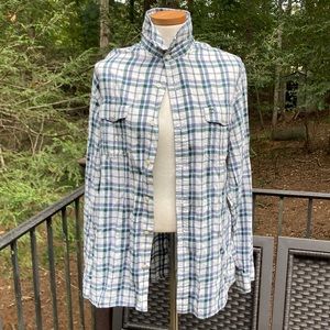 Timberland white/ green/ blue plaid button up top sz. XL*